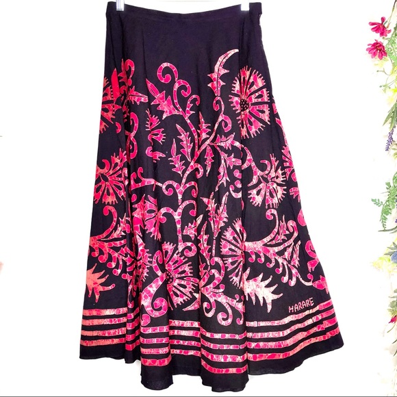 Anthropologie Dresses & Skirts - Harare Anthro purple skirt with pink floral print
